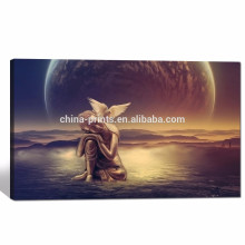 Décoration murale Bouddha Art de mur de toile / Bouddhisme miséricordieux Sit in Full Moon Background Canvas Print / buddhism Zen Wall Art